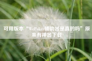 可用版本“WePoker辅助器是真的吗”原来有神器下载