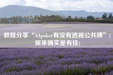 教程分享“AApoker有没有透视公共牌”(原来确实是有挂)