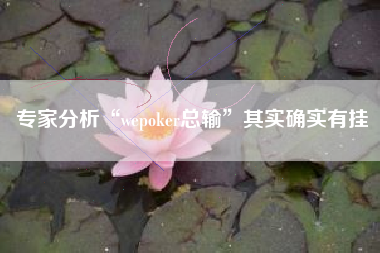 专家分析“wepoker总输”其实确实有挂